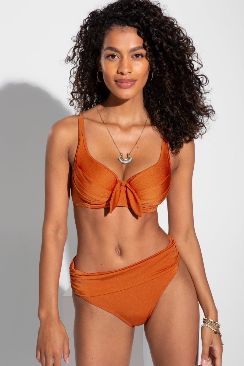 Azure Underwired Lined Non Padded Bikini Swim Top Burnt Orange- 1134 –  Bravo Bra Boutique