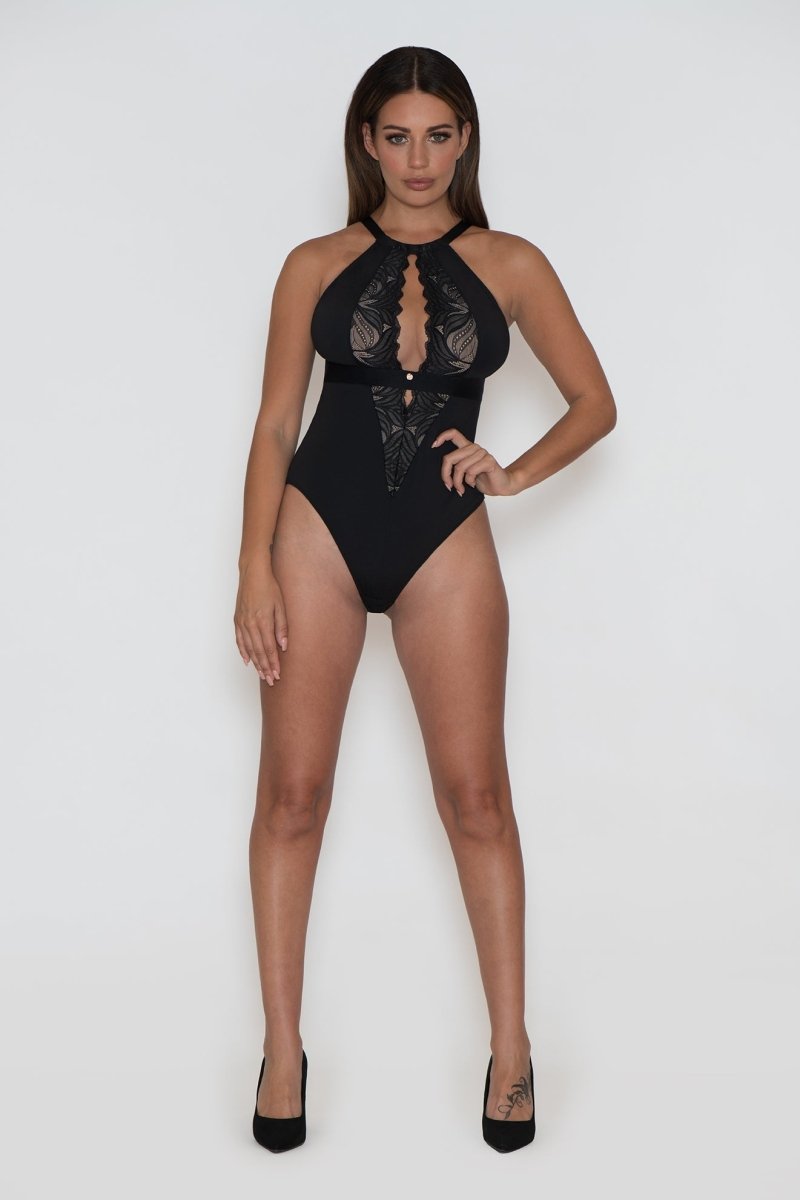 CallieBlack Underwired Stretch Lace Thong Bodysuit
