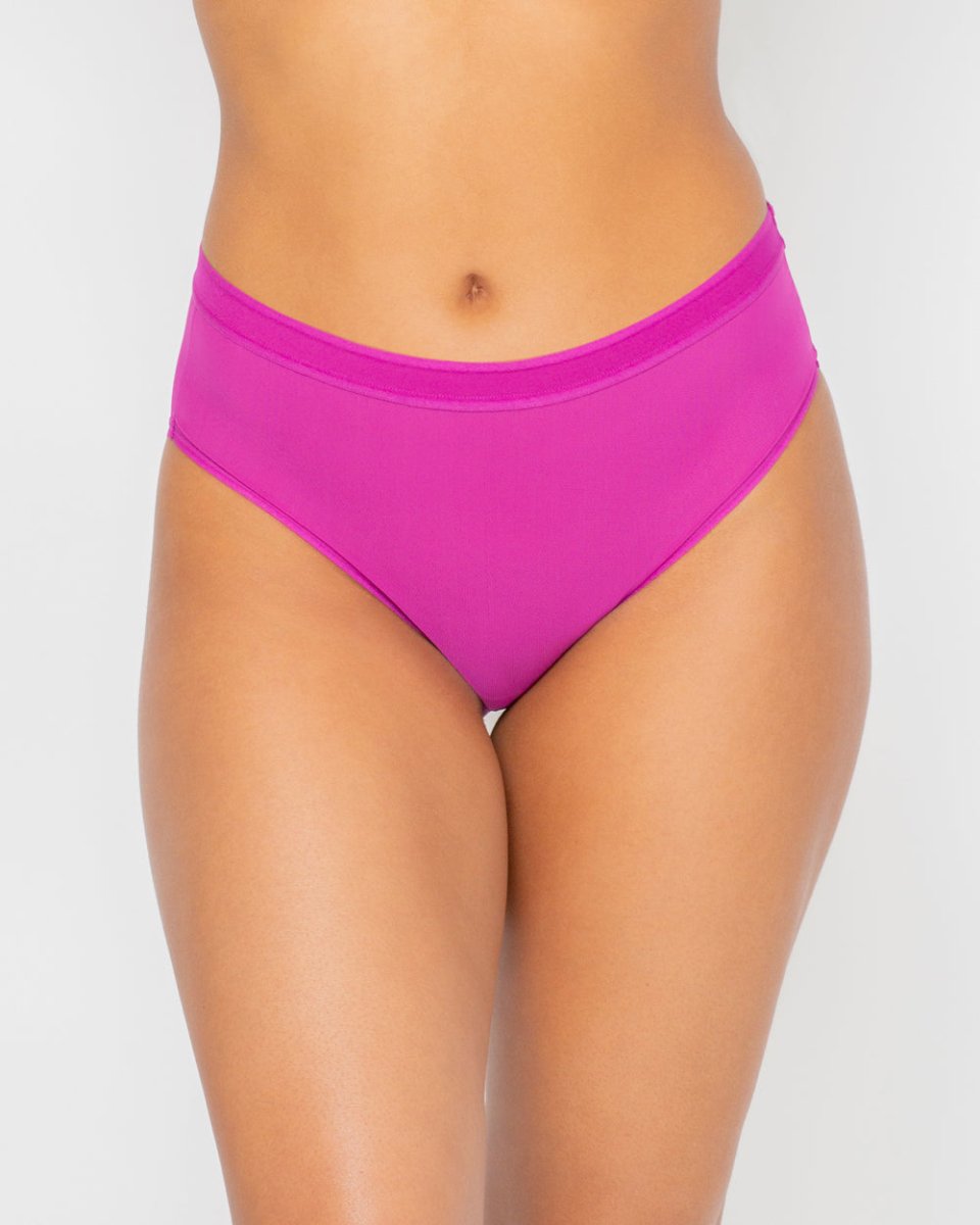Curvy Couture Sheer Mesh High Cut Brief Panty Cosmo Pink-1313S