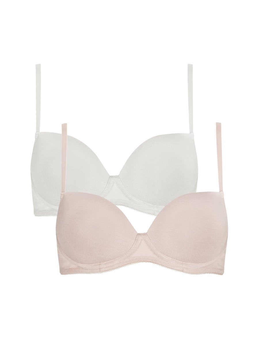 Sophia 2 Pack Teen WirefreeT-Shirt Bra Cream & Blush- 8026 – Bravo