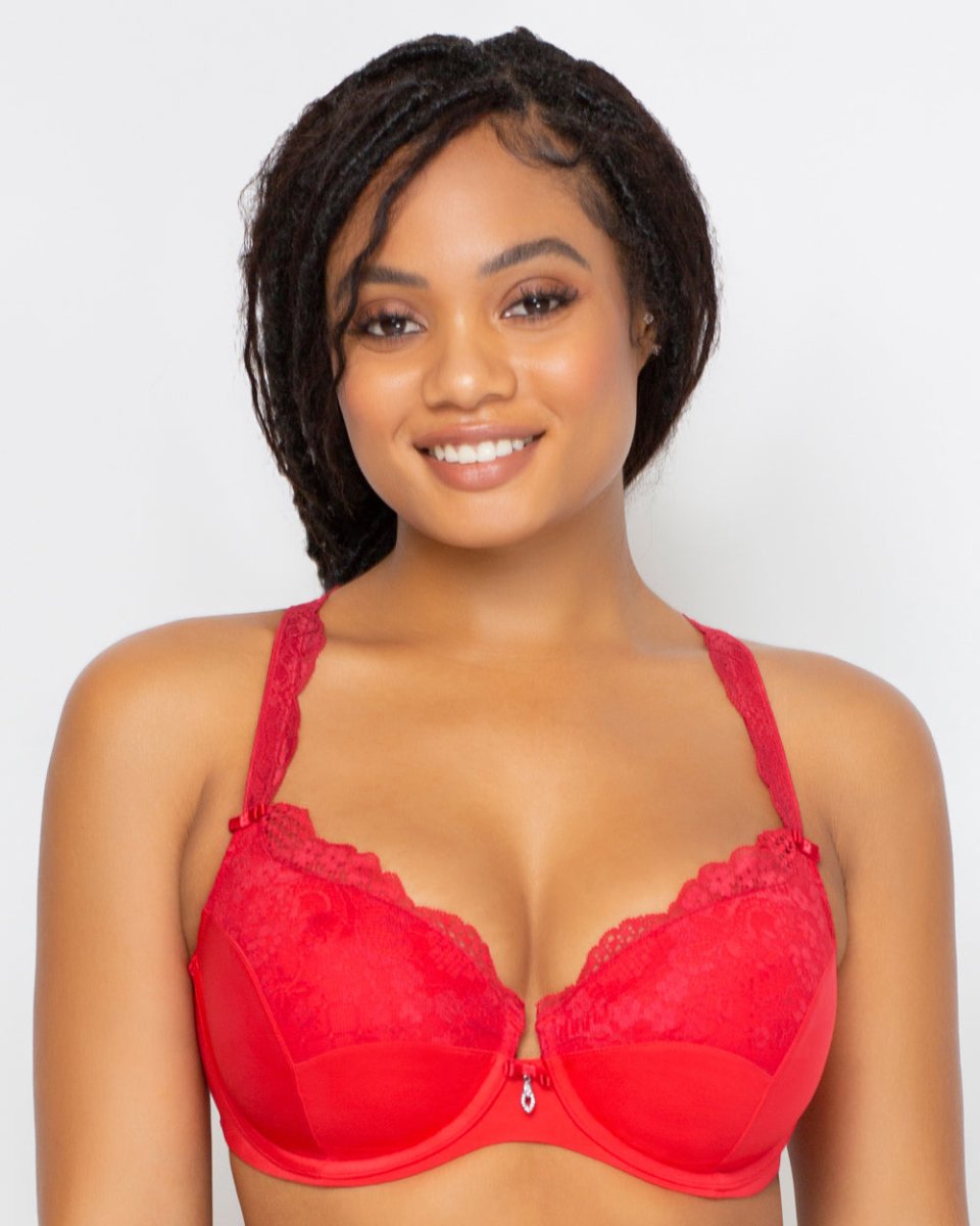 Curvy CoutureTulip Lace Push Up Bra Diva Red- 1017Bravo Bra Boutique