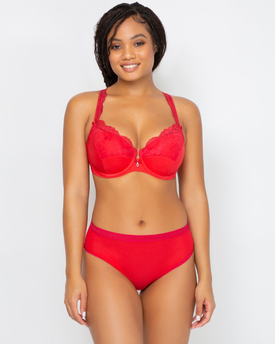 Curvy CoutureTulip Lace Push Up Bra Diva Red- 1017Bravo Bra Boutique