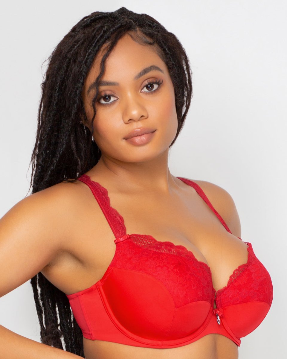 Curvy CoutureTulip Lace Push Up Bra Diva Red- 1017Bravo Bra Boutique