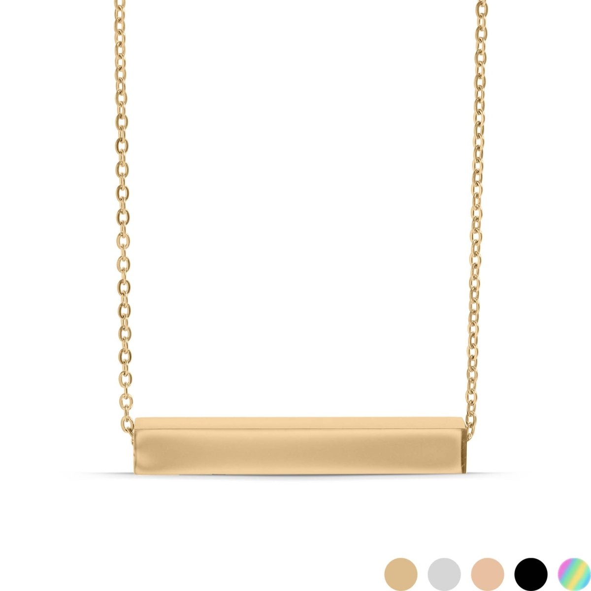 Bravo Bra Boutique18K Gold PVD Square 4 Sided Horizontal Bar Polished Stainless Steel NecklaceBravo Bra Boutique