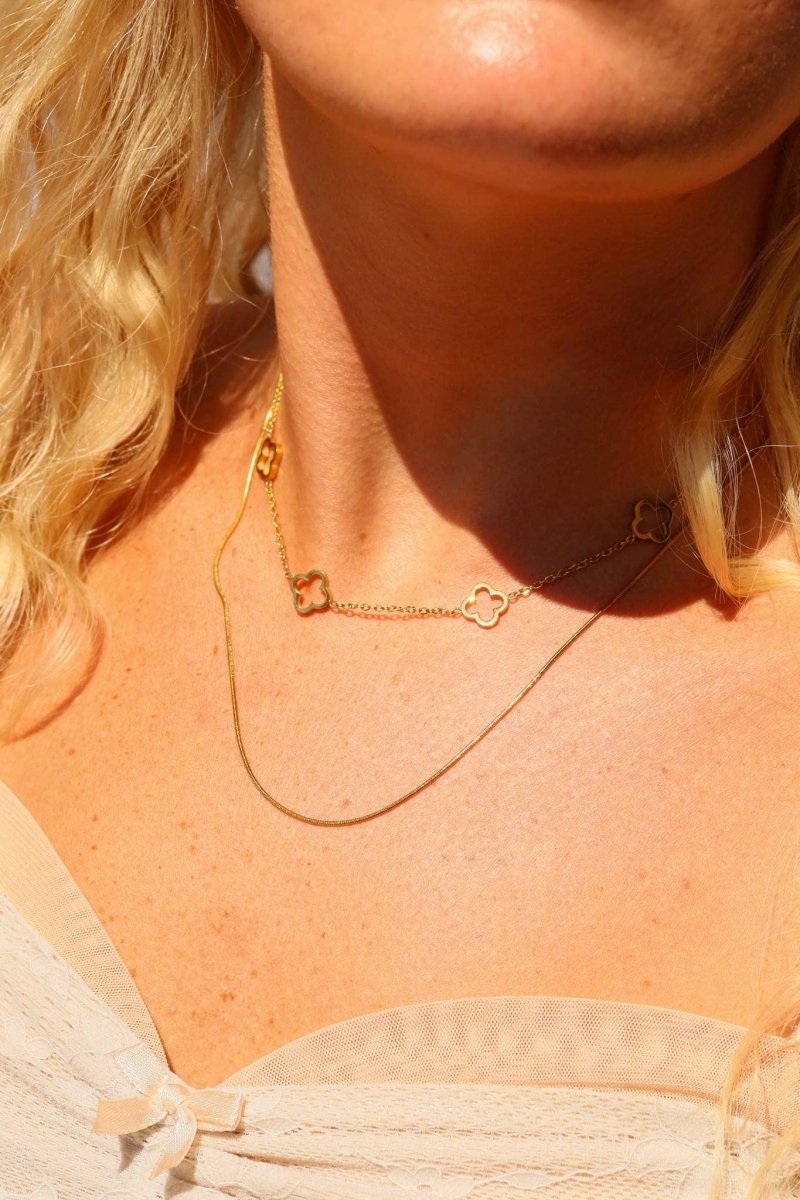 Bravo Bra Boutique18K Gold PVD Stainless Steel Layered Clover Charm NecklaceBravo Bra Boutique