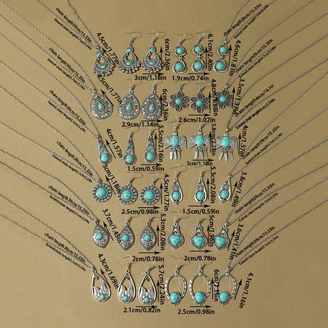 Magia DesignBohemian Turquoise Necklace and Earring SetBravo Bra Boutique