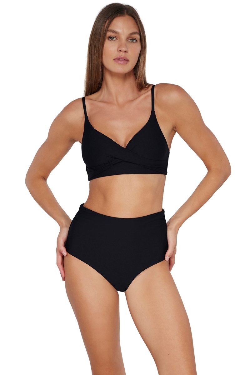 SunsetsCapri High Waist Swim Bottom Black BLCK310BBravo Bra Boutique
