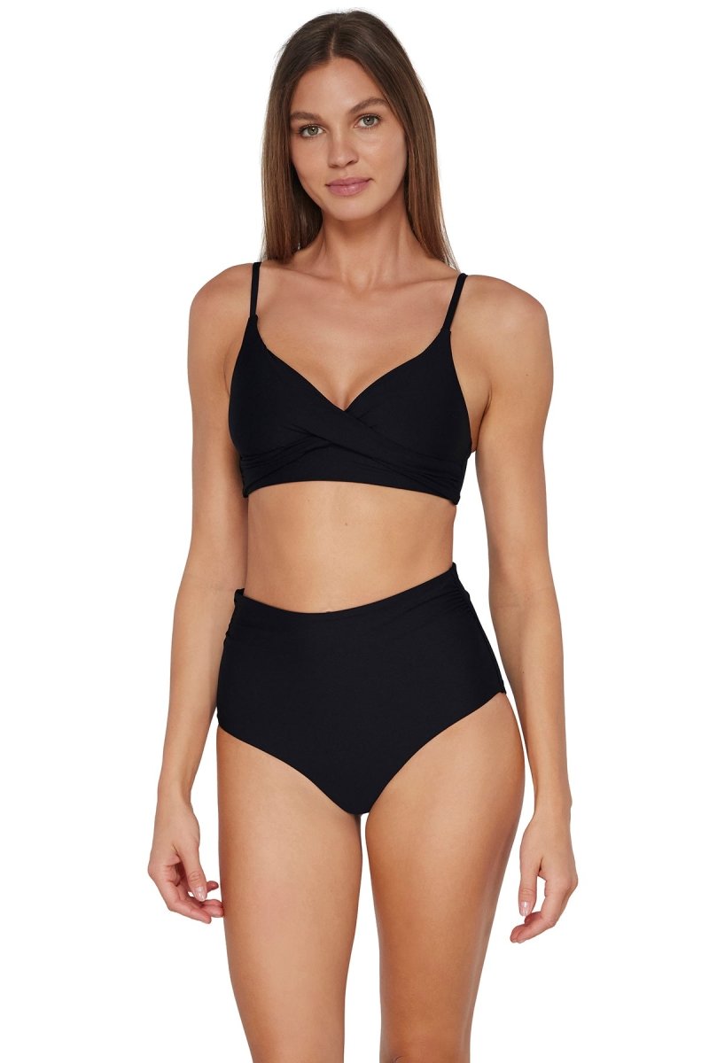 SunsetsCapri High Waist Swim Bottom Black BLCK310BBravo Bra Boutique