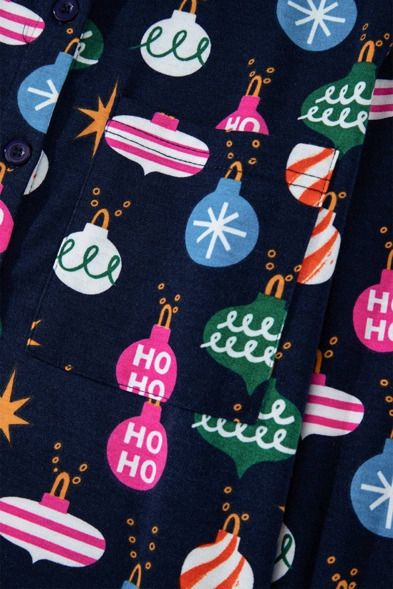 PRETTY BASHChristmas Ornaments Shirt and Pants Pajama Set Navy P605Bravo Bra Boutique