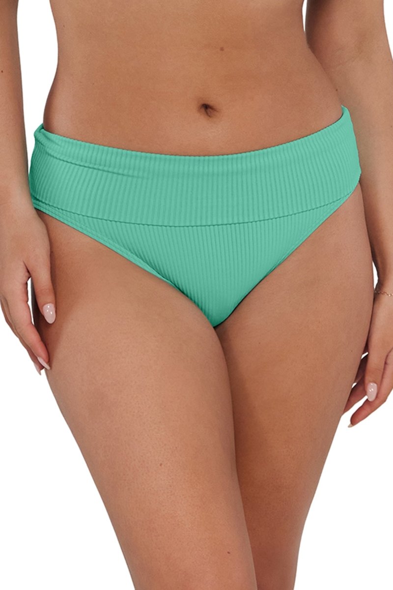 SunsetsHannah High Waist Swim Bottom Aqua Mist Sandbar Rib AQUAM33BBravo Bra Boutique