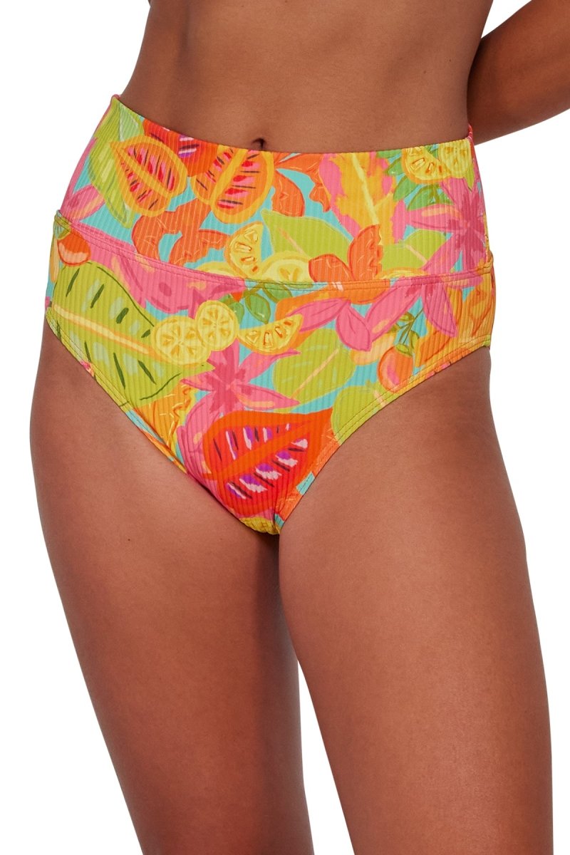 SunsetsHannah High Waist Swim Bottom Citrus Grove Sandbar Rib CITRUS33BBravo Bra Boutique