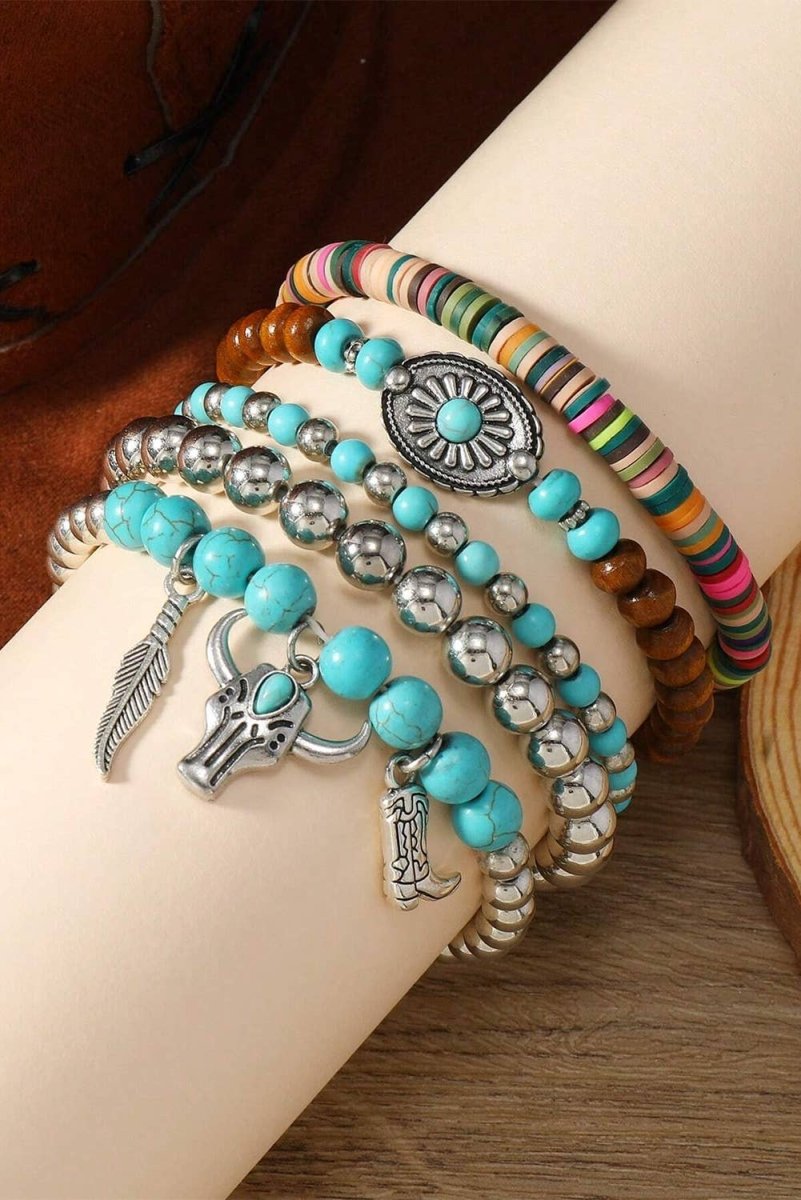 Little Daisy ClosetLDC Western Turquoise Beaded Multi Layer Bracelet SetBravo Bra Boutique