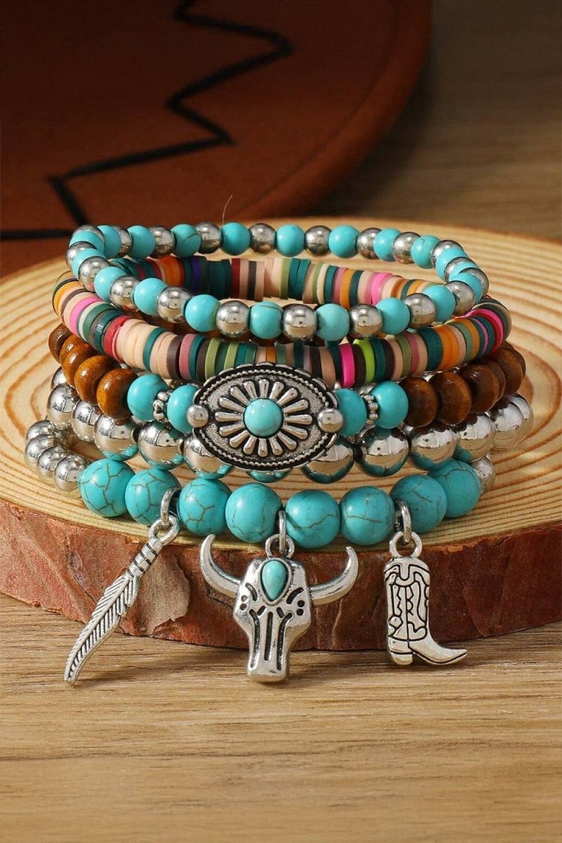 Little Daisy ClosetLDC Western Turquoise Beaded Multi Layer Bracelet SetBravo Bra Boutique