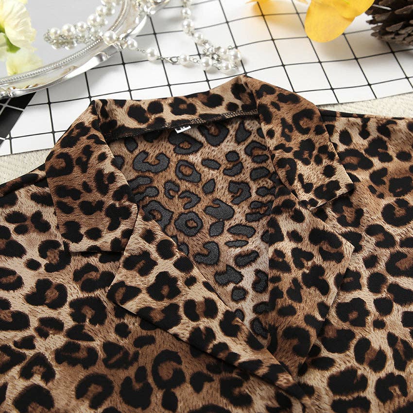 Dipped ShopLeopard Print Lapel Sleepwear Sets DPS2201Bravo Bra Boutique