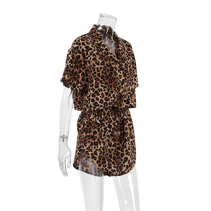 Dipped ShopLeopard Print Lapel Sleepwear Sets DPS2201Bravo Bra Boutique