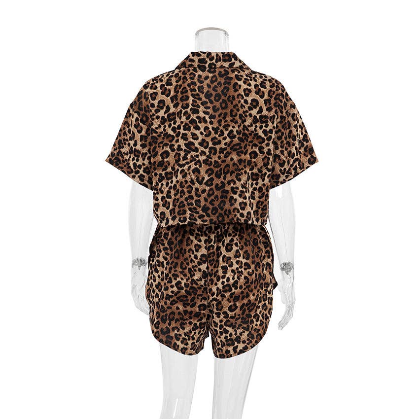 Dipped ShopLeopard Print Lapel Sleepwear Sets DPS2201Bravo Bra Boutique
