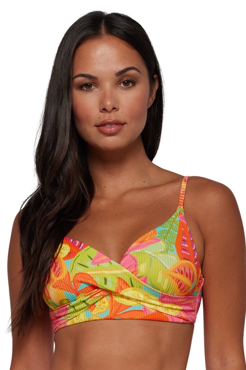 SunsetsLyla Bralette Wireless Bikini Swim Top Citrus Grove Sandbar Rib CITRUS619TBravo Bra Boutique