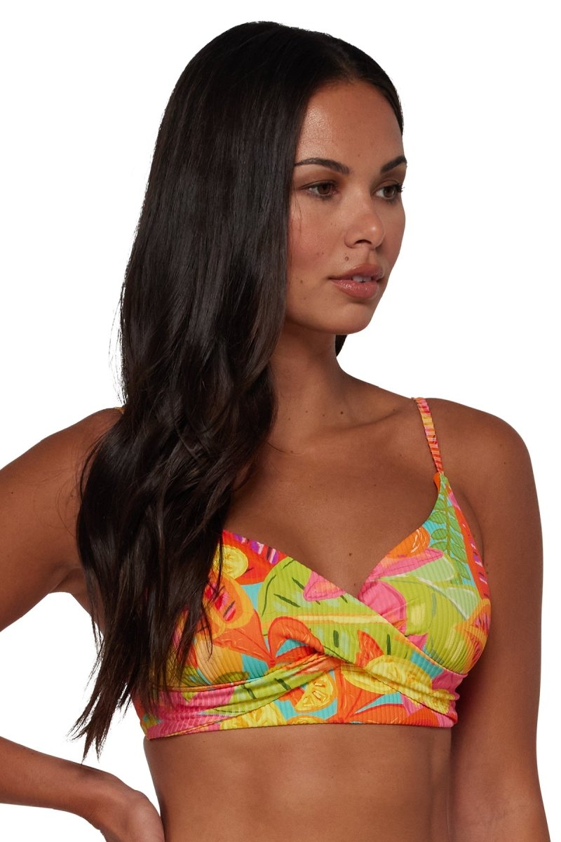 SunsetsLyla Bralette Wireless Bikini Swim Top Citrus Grove Sandbar Rib CITRUS619TBravo Bra Boutique