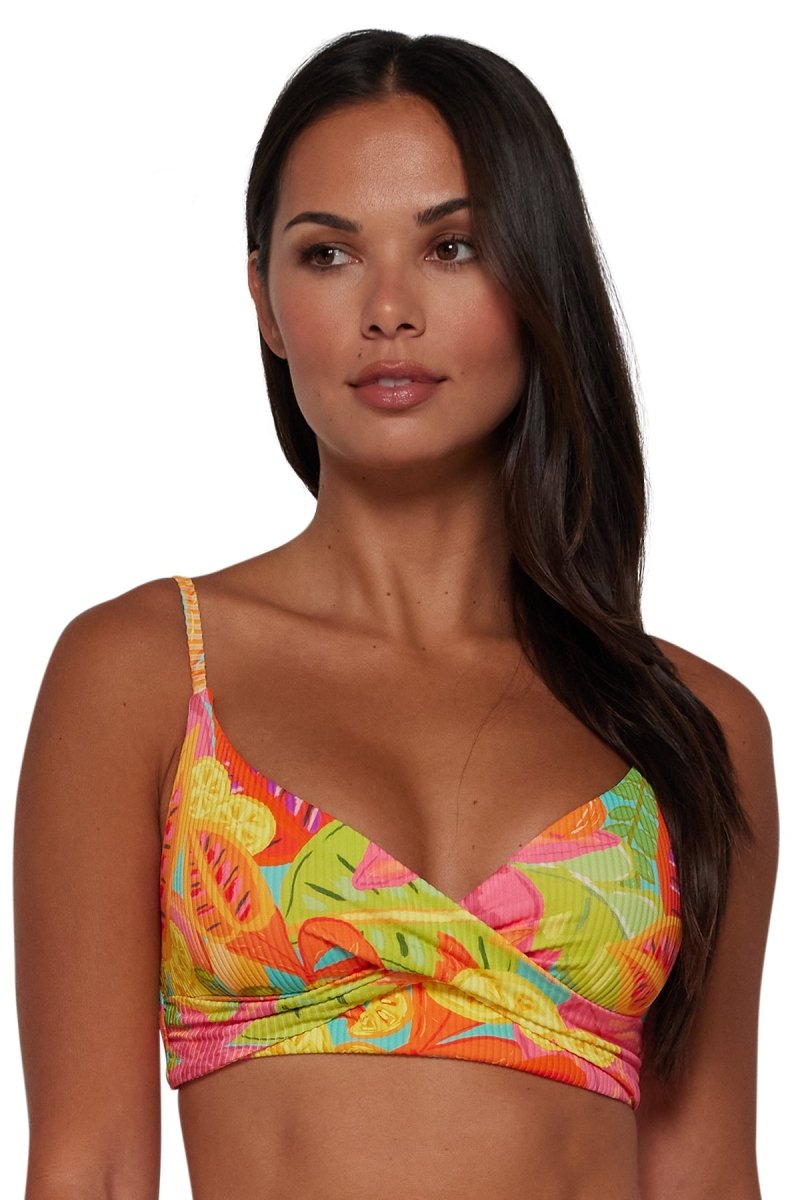 SunsetsLyla Bralette Wireless Bikini Swim Top Citrus Grove Sandbar Rib CITRUS619TBravo Bra Boutique
