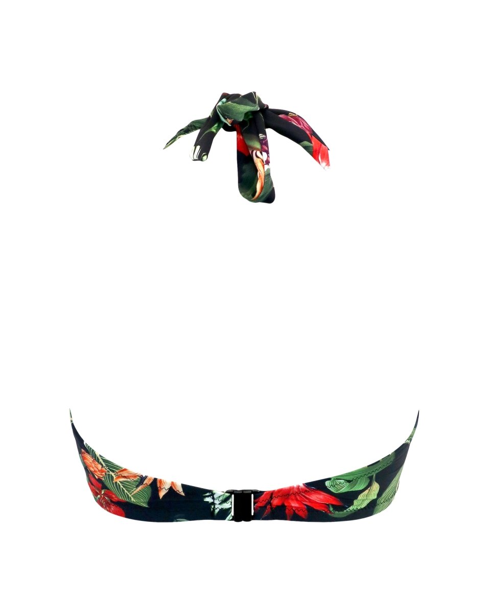 Pour Moi SwimPalermo UW Padded Halter Top Black Tropical 21112RBravo Bra Boutique