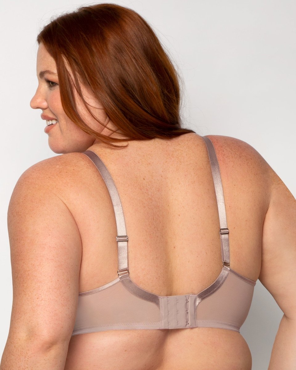 Curvy CoutureSheer Mesh Full Coverage Unlined Underwire Bra Bark 1311Bravo Bra Boutique