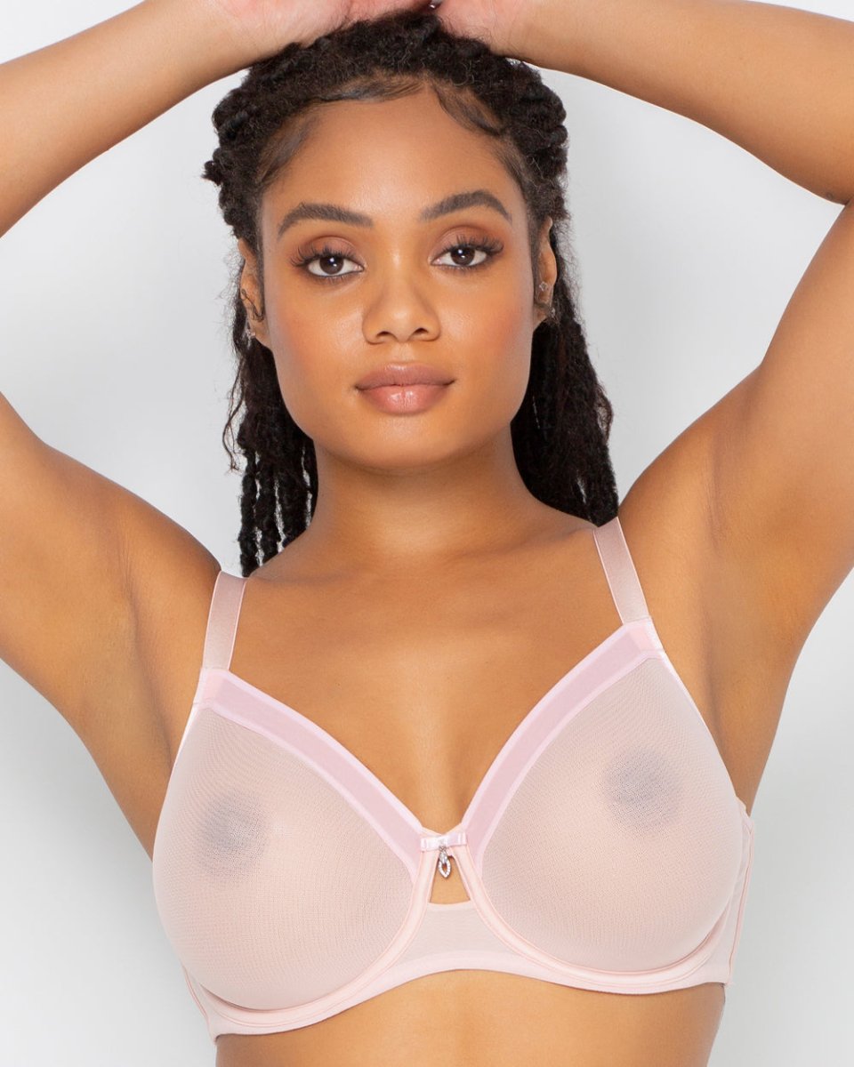 Curvy CoutureSheer Mesh Full Coverage Unlined Underwire Bra Blushing Rose 1311Bravo Bra Boutique