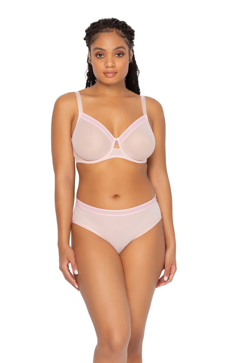 Curvy CoutureSheer Mesh Full Coverage Unlined Underwire Bra Blushing Rose 1311Bravo Bra Boutique