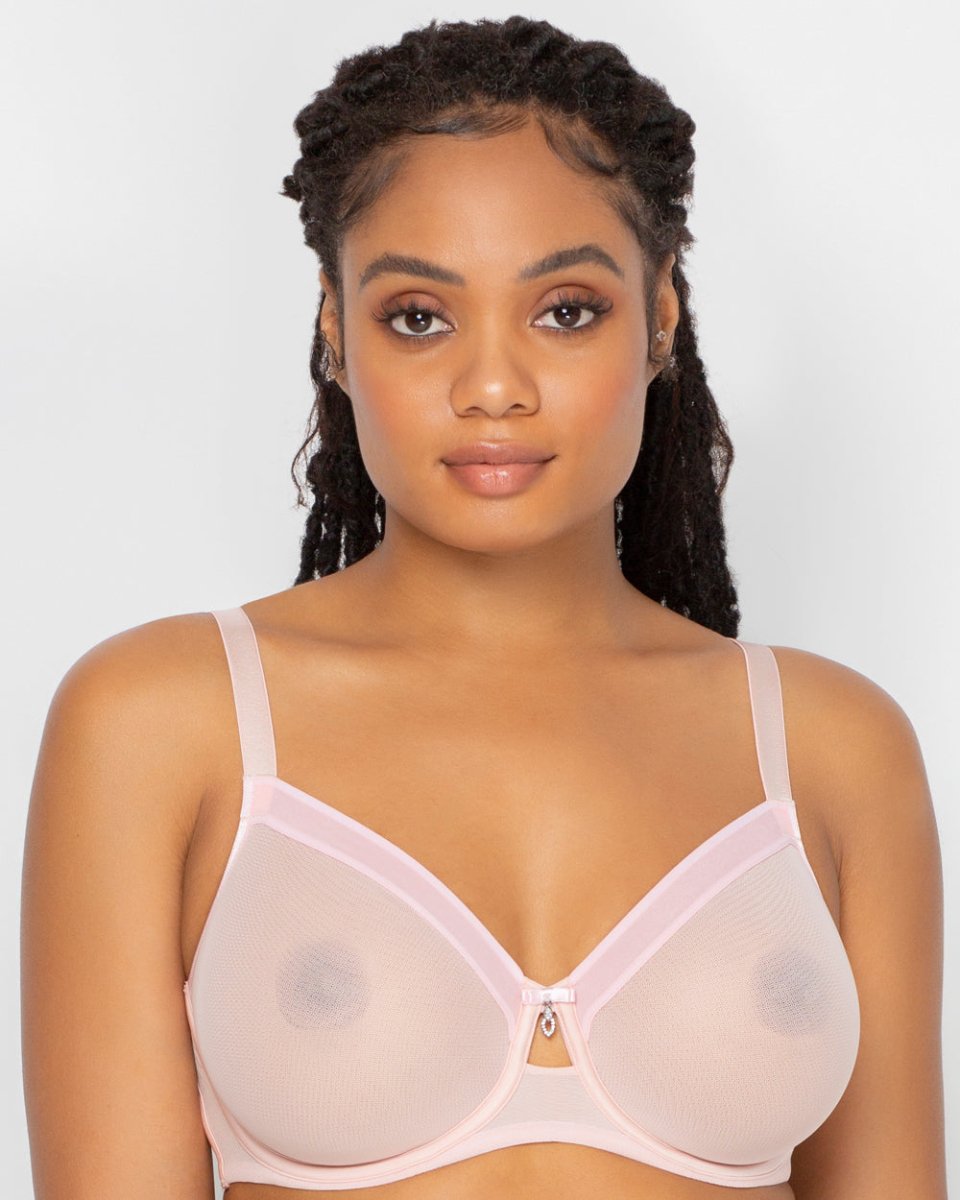 Curvy CoutureSheer Mesh Full Coverage Unlined Underwire Bra Blushing Rose 1311Bravo Bra Boutique