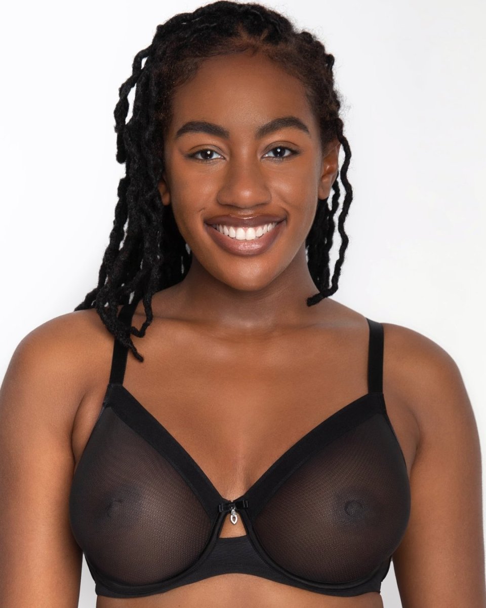 Curvy CoutureSheer Mesh Full Coverage Unlined Underwire Bra Fashion 1311Bravo Bra Boutique