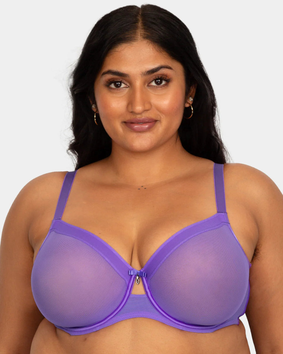 Curvy CoutureSheer Mesh Full Coverage Unlined Underwire Bra Fashion 1311Bravo Bra Boutique