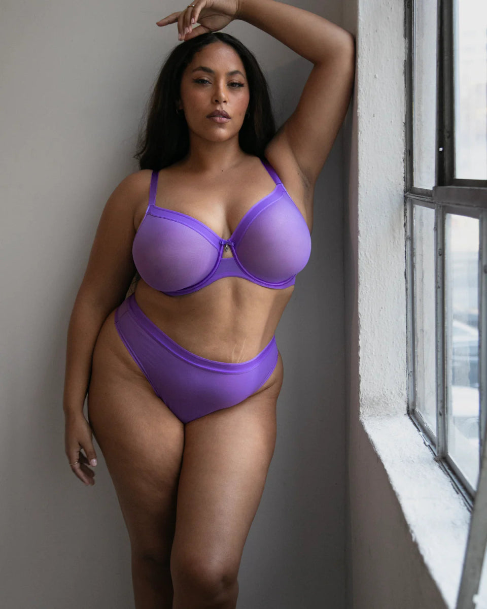 Curvy CoutureSheer Mesh Full Coverage Unlined Underwire Bra Fashion 1311Bravo Bra Boutique