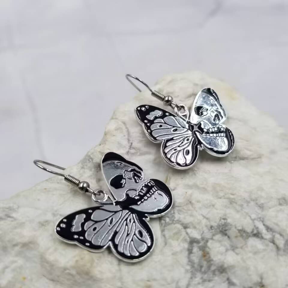 The Pretty JewellerySkull Butterfly Gothic Earrings – Halloween Alloy Jewelry for WomenBravo Bra Boutique