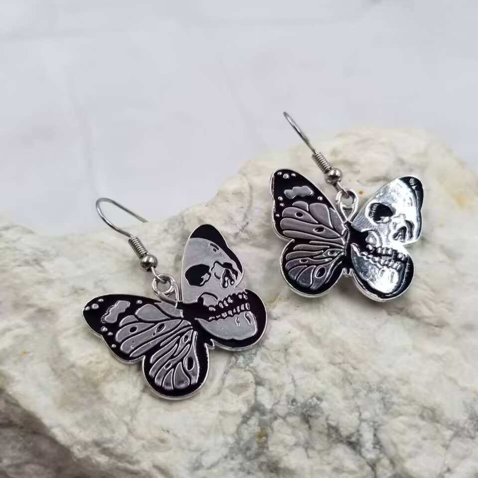 The Pretty JewellerySkull Butterfly Gothic Earrings – Halloween Alloy Jewelry for WomenBravo Bra Boutique