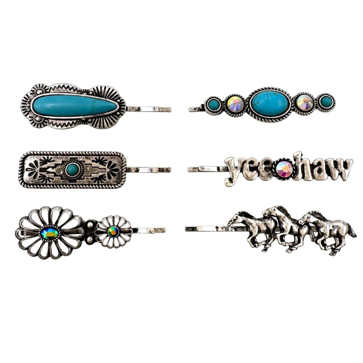 Lunar DeerWestern Yeehaw Horses Turquoise Pins 6 Piece SetBravo Bra Boutique