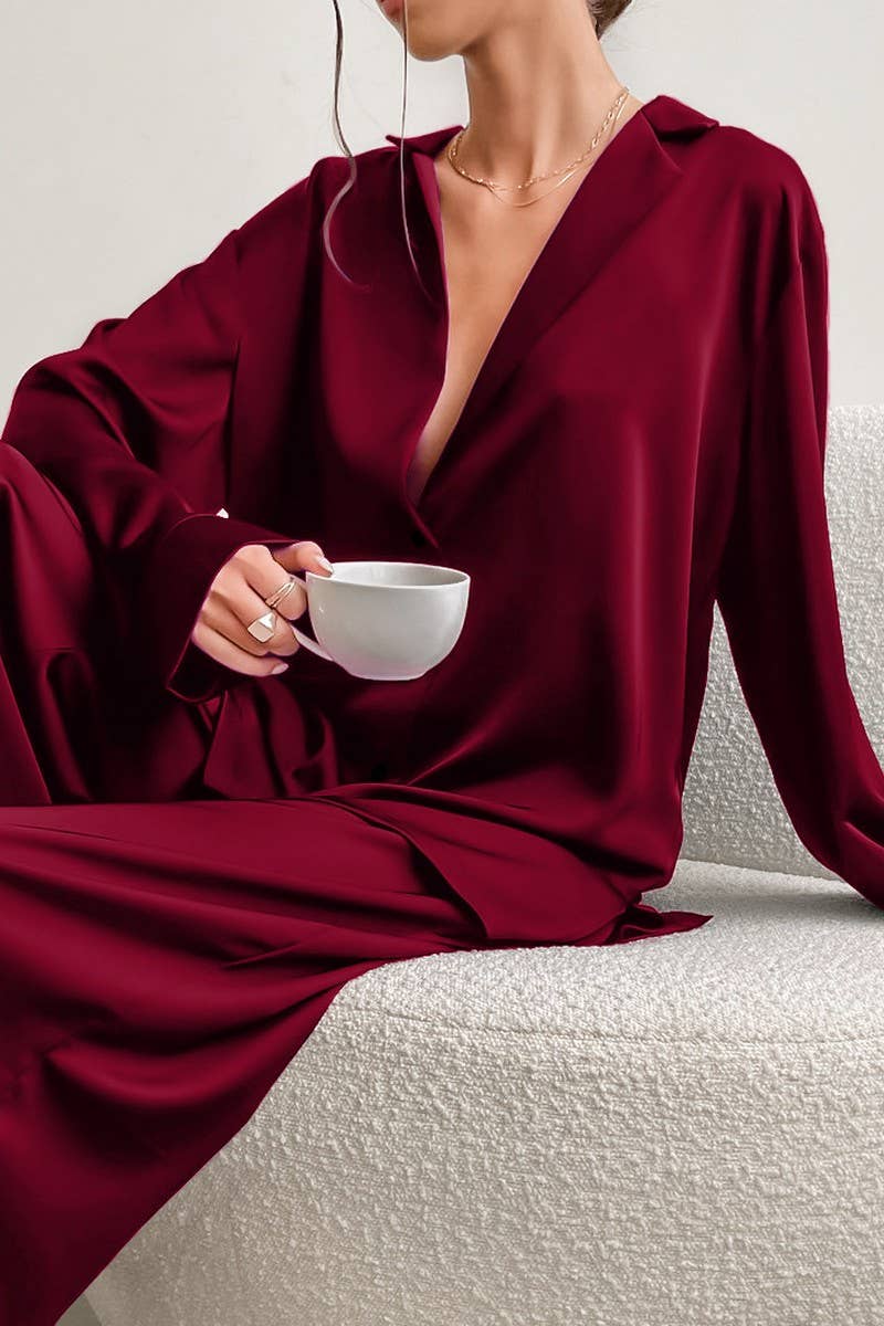 NINEXISWomen’s Long Sleeve Button Pajama Set – Cozy Loungewear with PantsBravo Bra Boutique