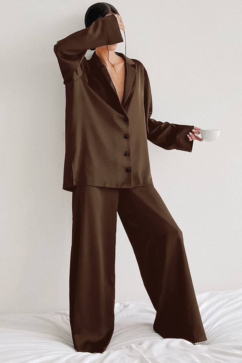 NINEXISWomen’s Long Sleeve Button Pajama Set – Cozy Loungewear with PantsBravo Bra Boutique