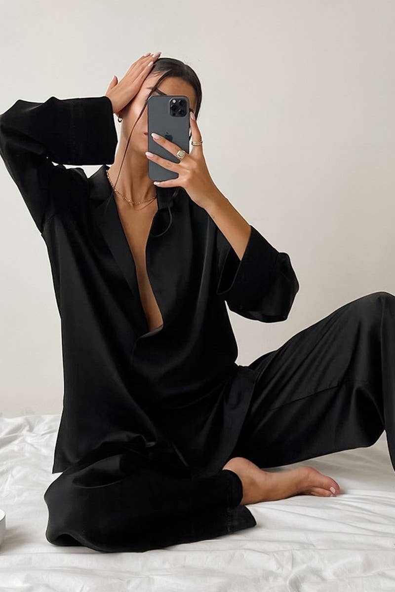 NINEXISWomen’s Long Sleeve Button Pajama Set – Cozy Loungewear with PantsBravo Bra Boutique