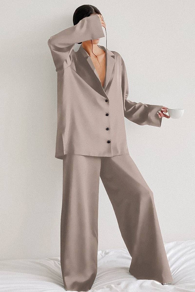 NINEXISWomen’s Long Sleeve Button Pajama Set – Cozy Loungewear with PantsBravo Bra Boutique