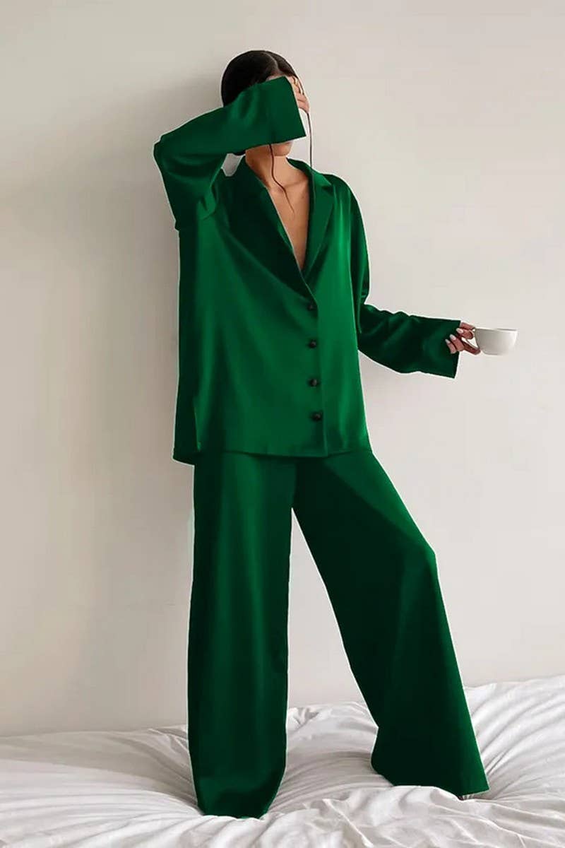 NINEXISWomen’s Long Sleeve Button Pajama Set – Cozy Loungewear with PantsBravo Bra Boutique