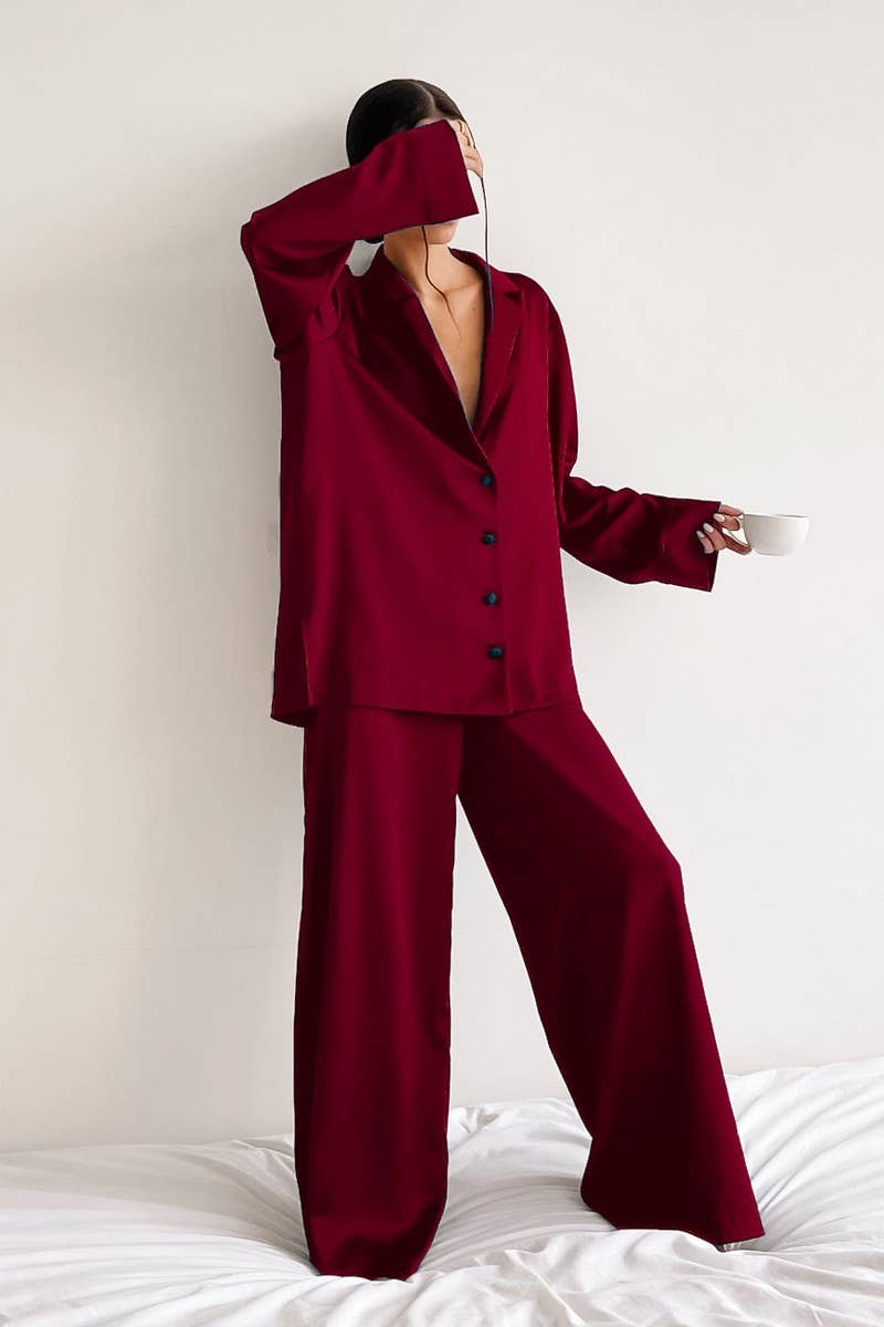 NINEXISWomen’s Long Sleeve Button Pajama Set – Cozy Loungewear with PantsBravo Bra Boutique
