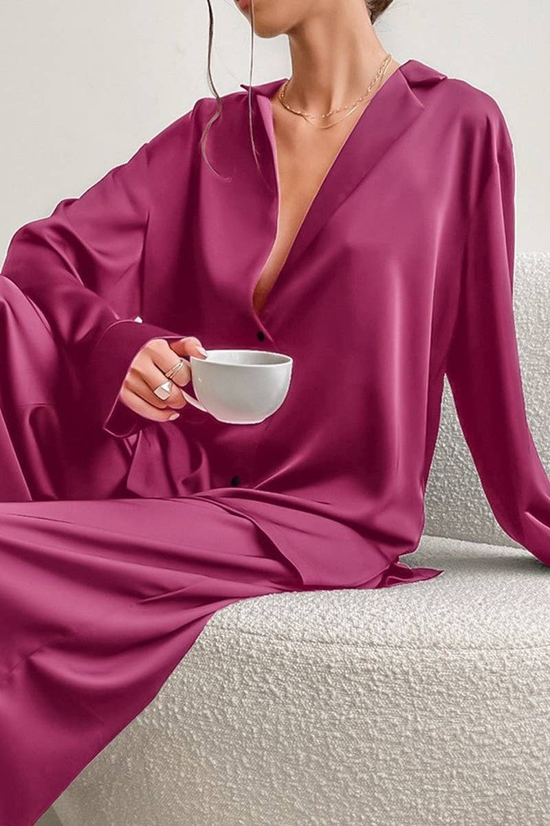 NINEXISWomen’s Long Sleeve Button Pajama Set – Cozy Loungewear with PantsBravo Bra Boutique