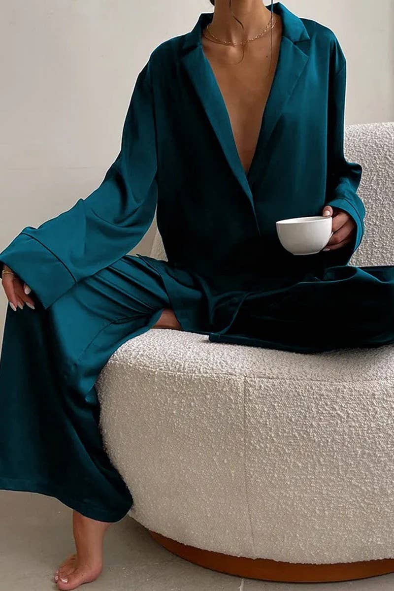 NINEXISWomen’s Long Sleeve Button Pajama Set – Cozy Loungewear with PantsBravo Bra Boutique
