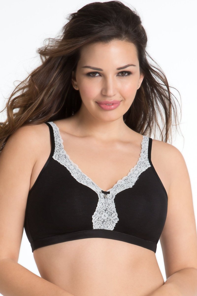 Curvy Couture - Cotton Luxe Unlined Wire Free Bra Black - FINAL