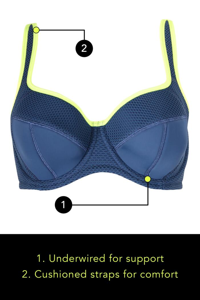 Pour MoiEnergy Reach Underwired Lightly Padded Sports Bra Pewter/Neon Yellow- 97002Bravo Bra Boutique
