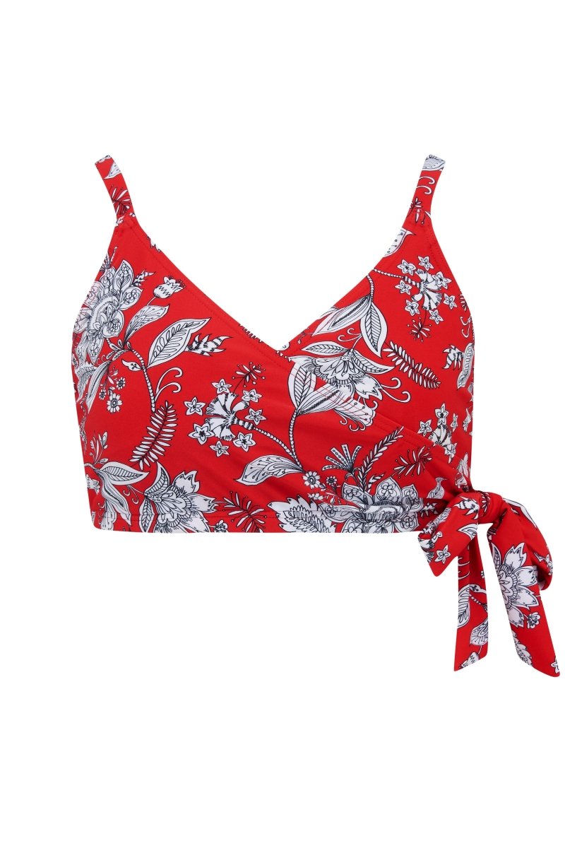 Pour Moi SwimFreedom Underwired Non Padded Wrap Bikini Swim Top Red/White- 25500Bravo Bra Boutique