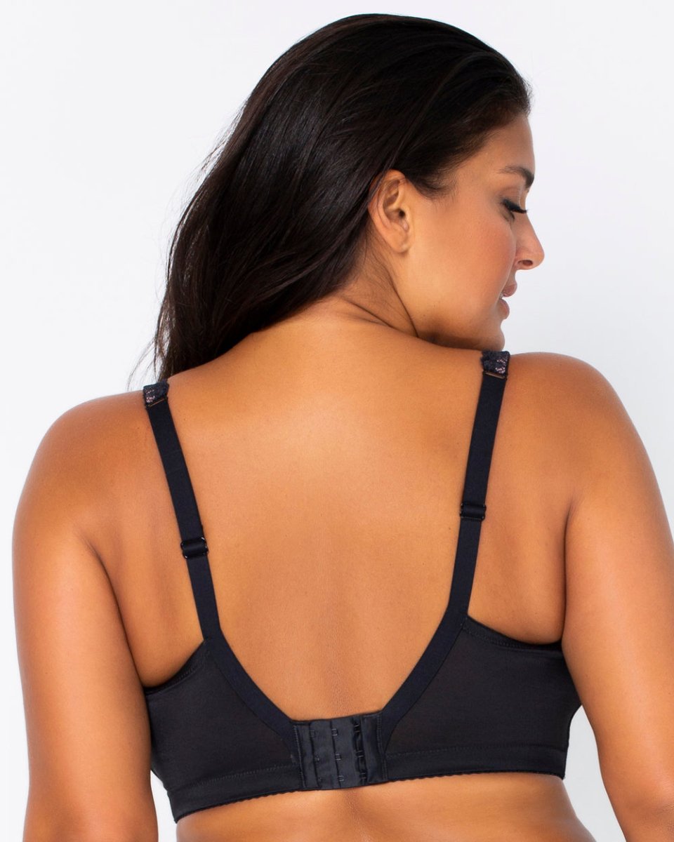 Women's Plus Size Wire Free Lace Black Bra