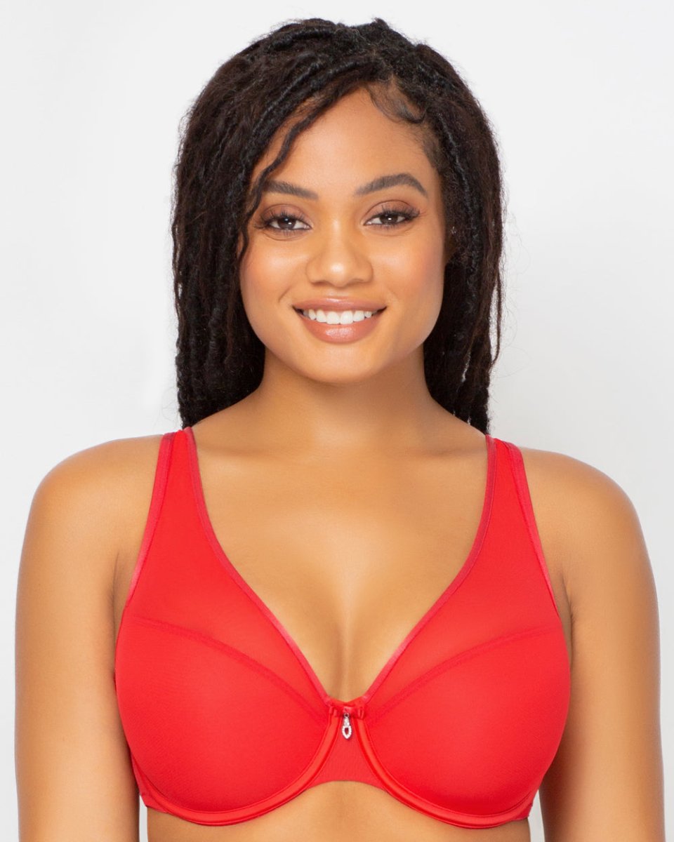 Sheer Mesh Push Up Diva Red 1310